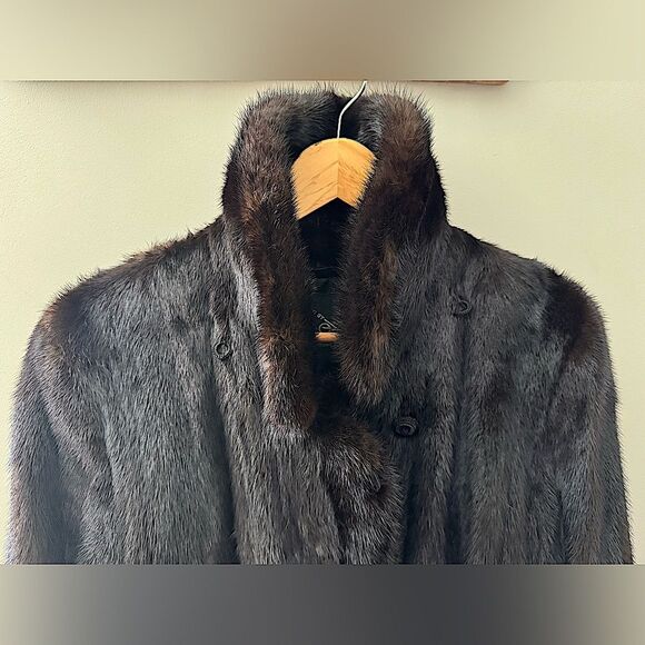 Vintage Furs by Albe Mahogany Mink Removable Hood Fur Coat Jacket Size L / XL - Picture 10 of 12